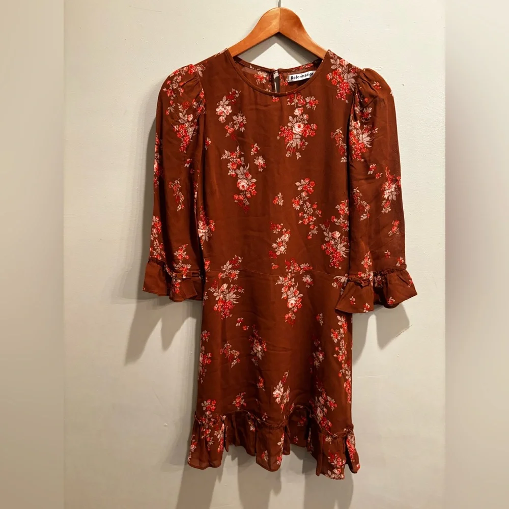 Reformation Brown Floral Mini Dress - Picture 12 of 13